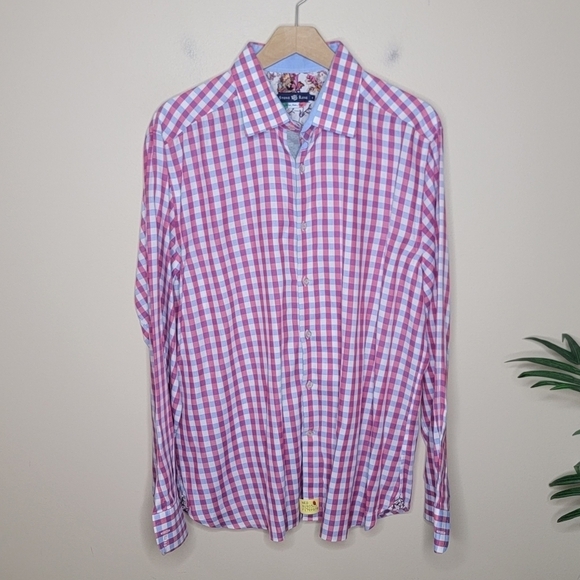 Stone Rose | Pink Blue White Checkered Plaid Button Front Shirt Size XL - Picture 1 of 5